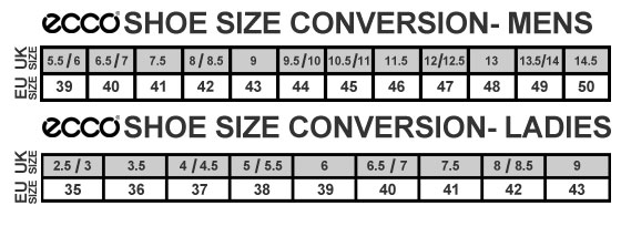 Ecco Mens Shoes Size Chart